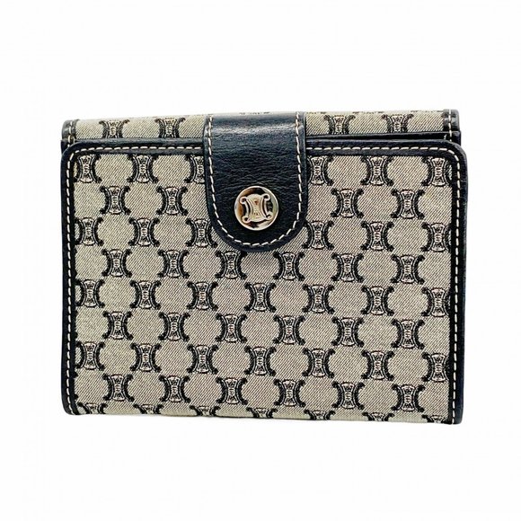 Celine Macadam Nylon Canvas Wallet in Gray and Black for Women - Picture 1 of 12